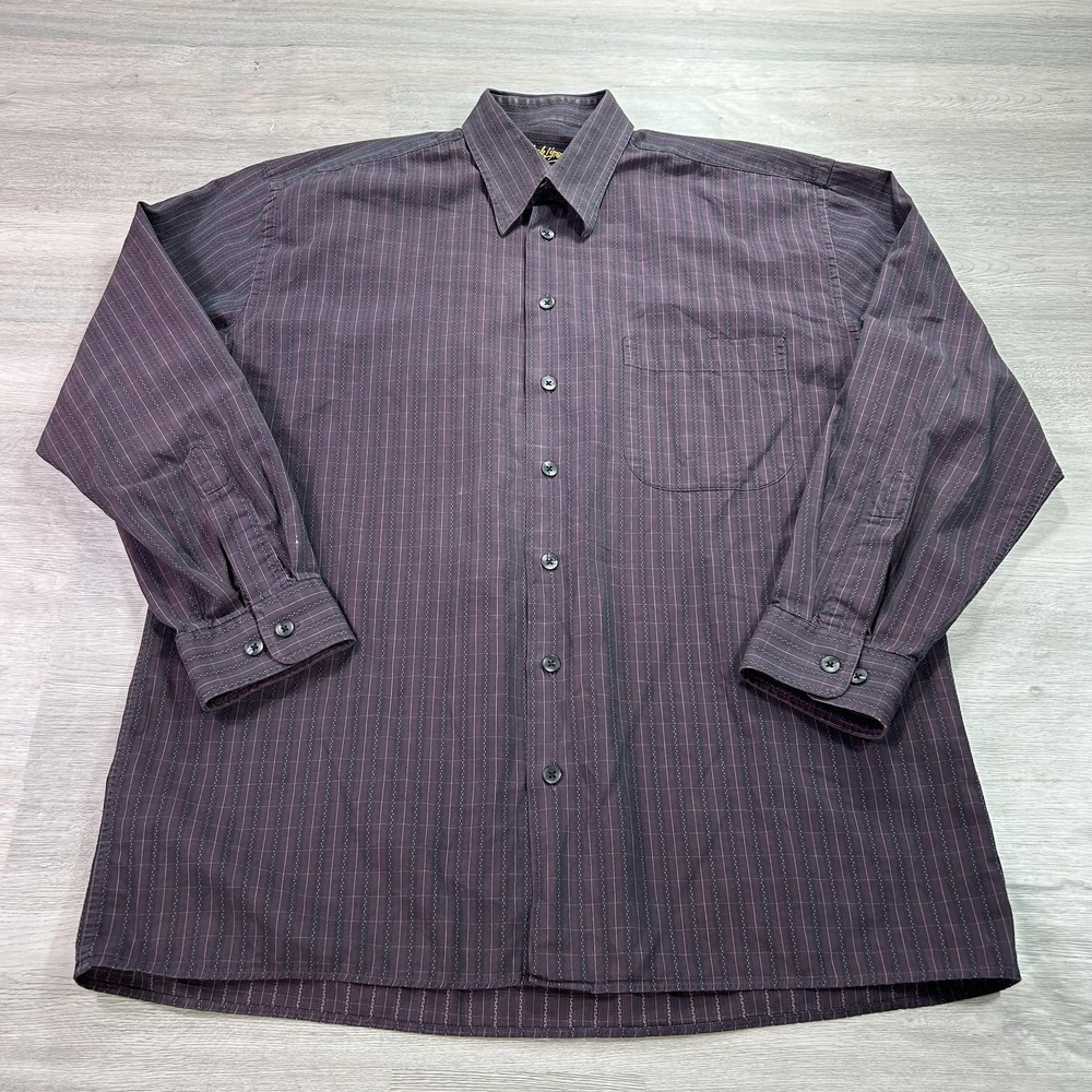 Jack Lipson Signature Shirt Mens Large Purple Striped Long‎ Sleeve Button Up